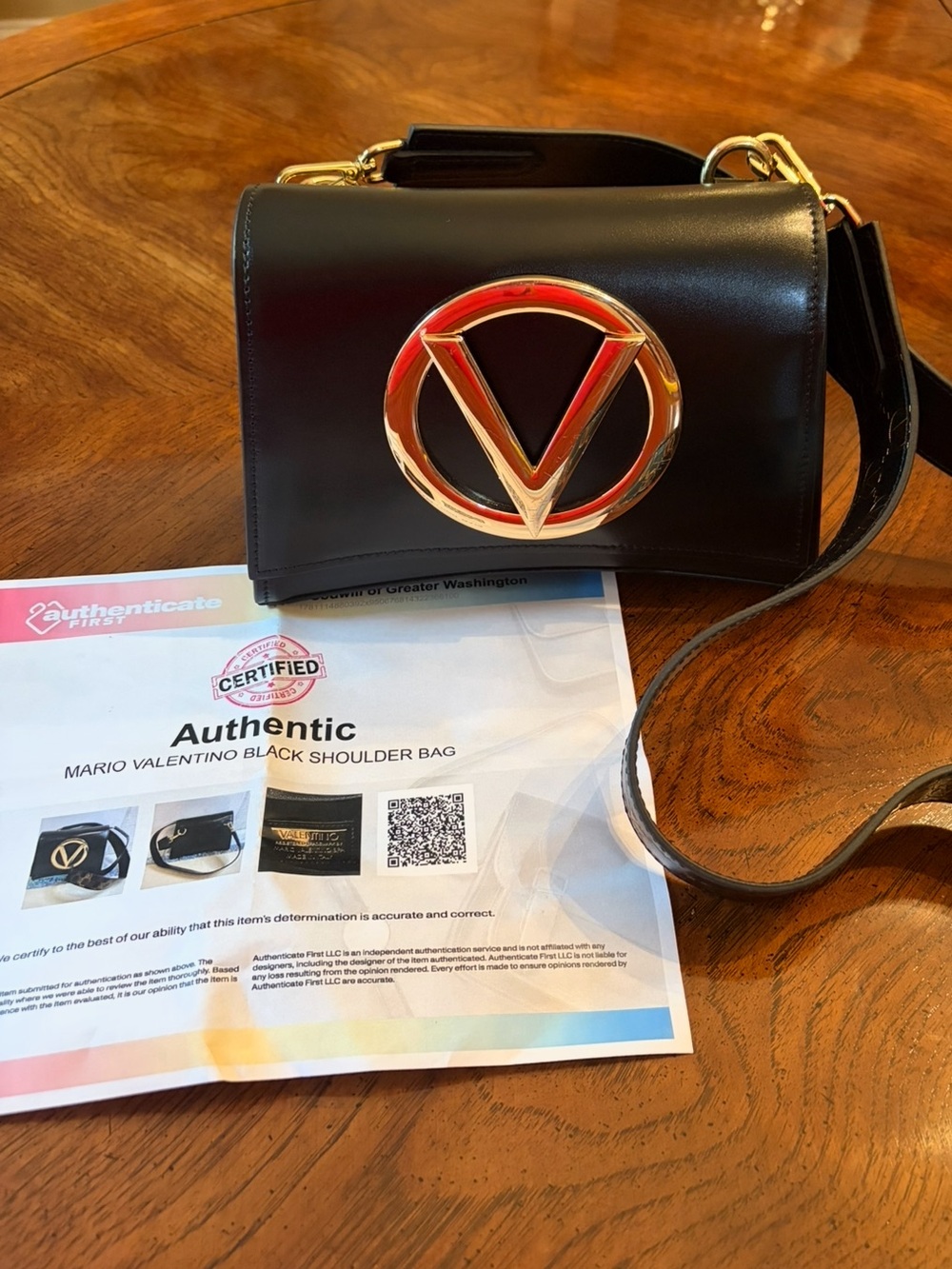 Valentino “Honey Forever” Leather Bag w/ Logo Strap Authentic w/Certificate